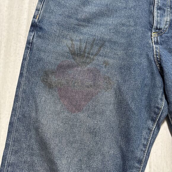 Free People Grunge distressed Jeans Sz 27 Raw Hem High Waist Button fly closure - Picture 3 of 7